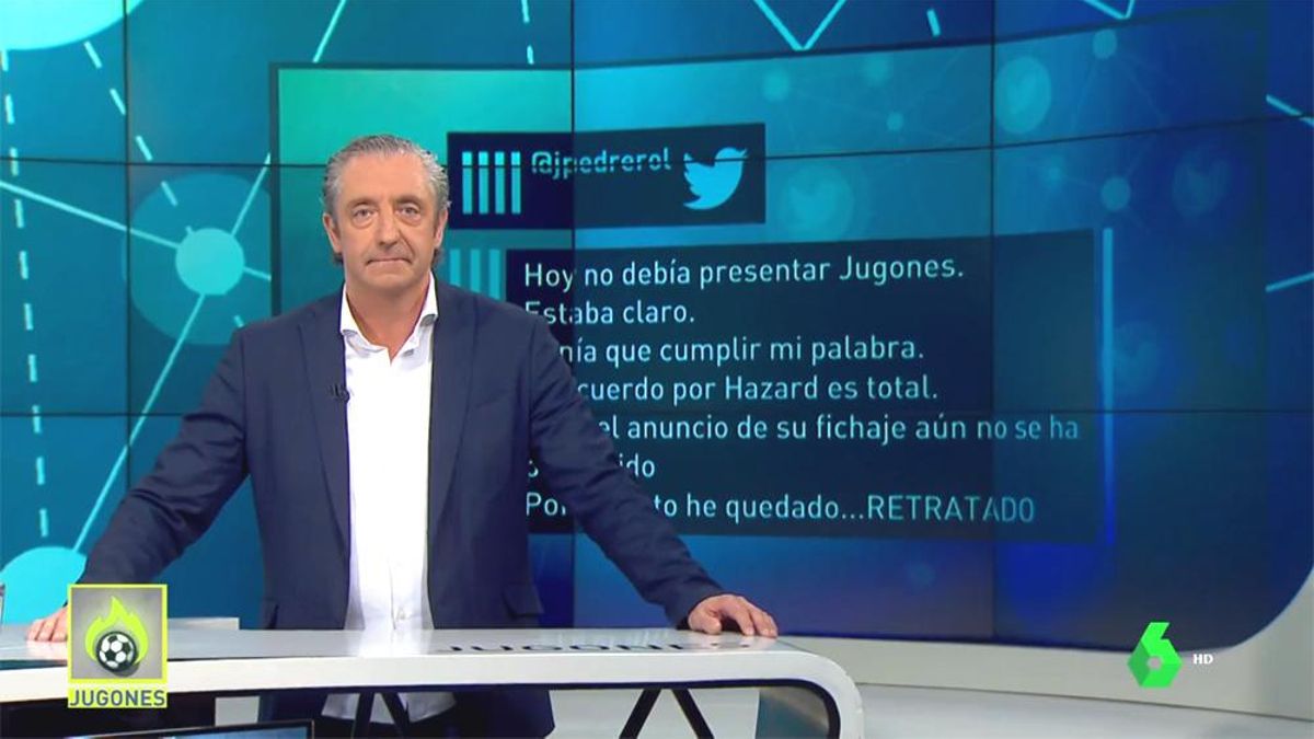Pedrerol queda "retratado" y cumple su promesa de no presentar 'Jugones' si no se hacía oficial el fichaje de Hazard