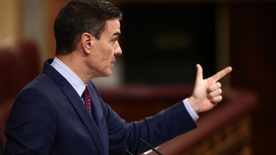 El presidente del Gobierno, Pedro Sánchez, en el Pleno del Congreso