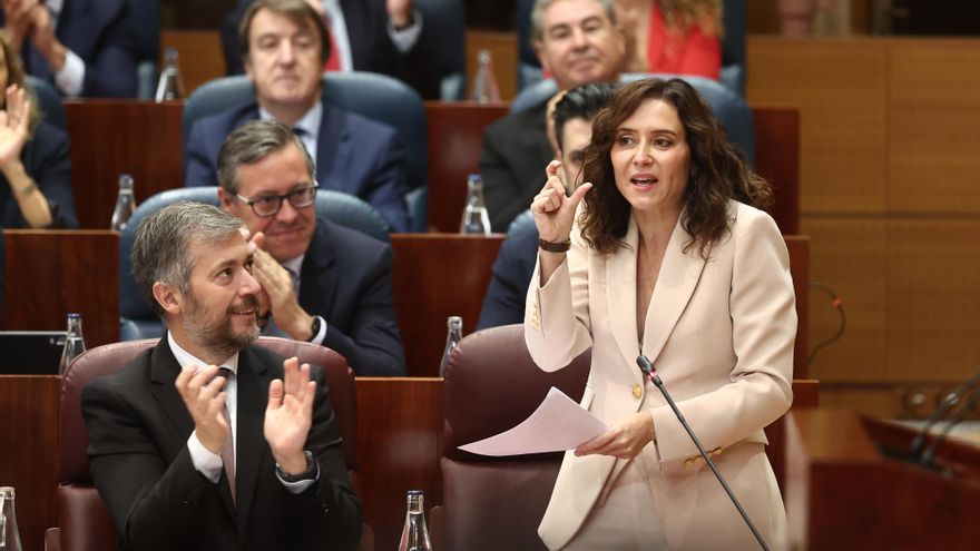 Isabel Díaz Ayuso, durante una sesión plenaria, en la Asamblea de Madrid, este jueves.