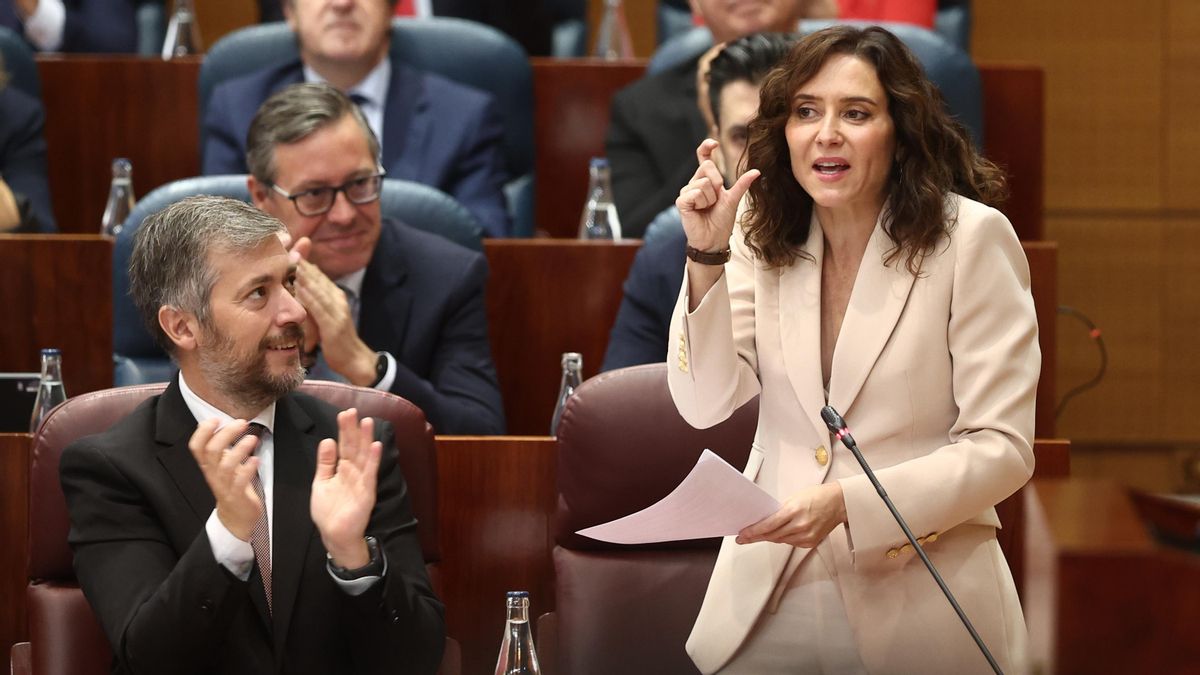 Isabel Díaz Ayuso, durante una sesión plenaria en la Asamblea de Madrid, el pasado jueves.