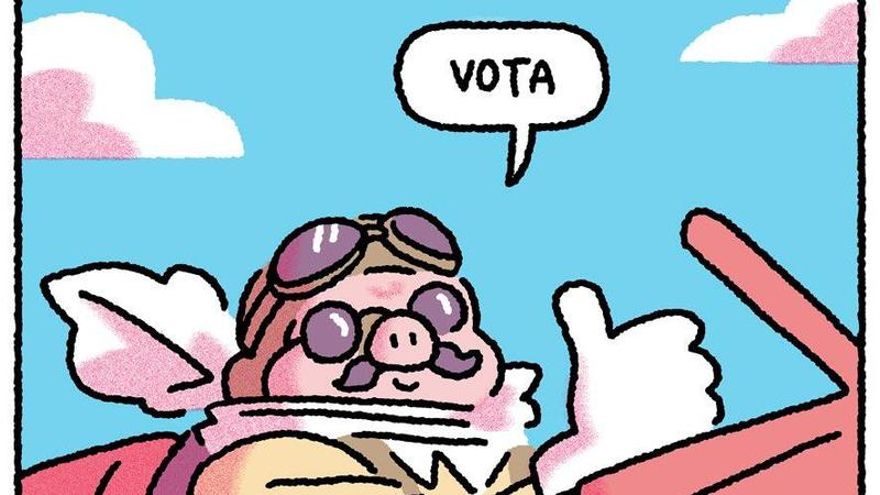 La viñeta del historietista Álvaro Ortiz inspirada en Porco Rosso que anima a votar este 23J