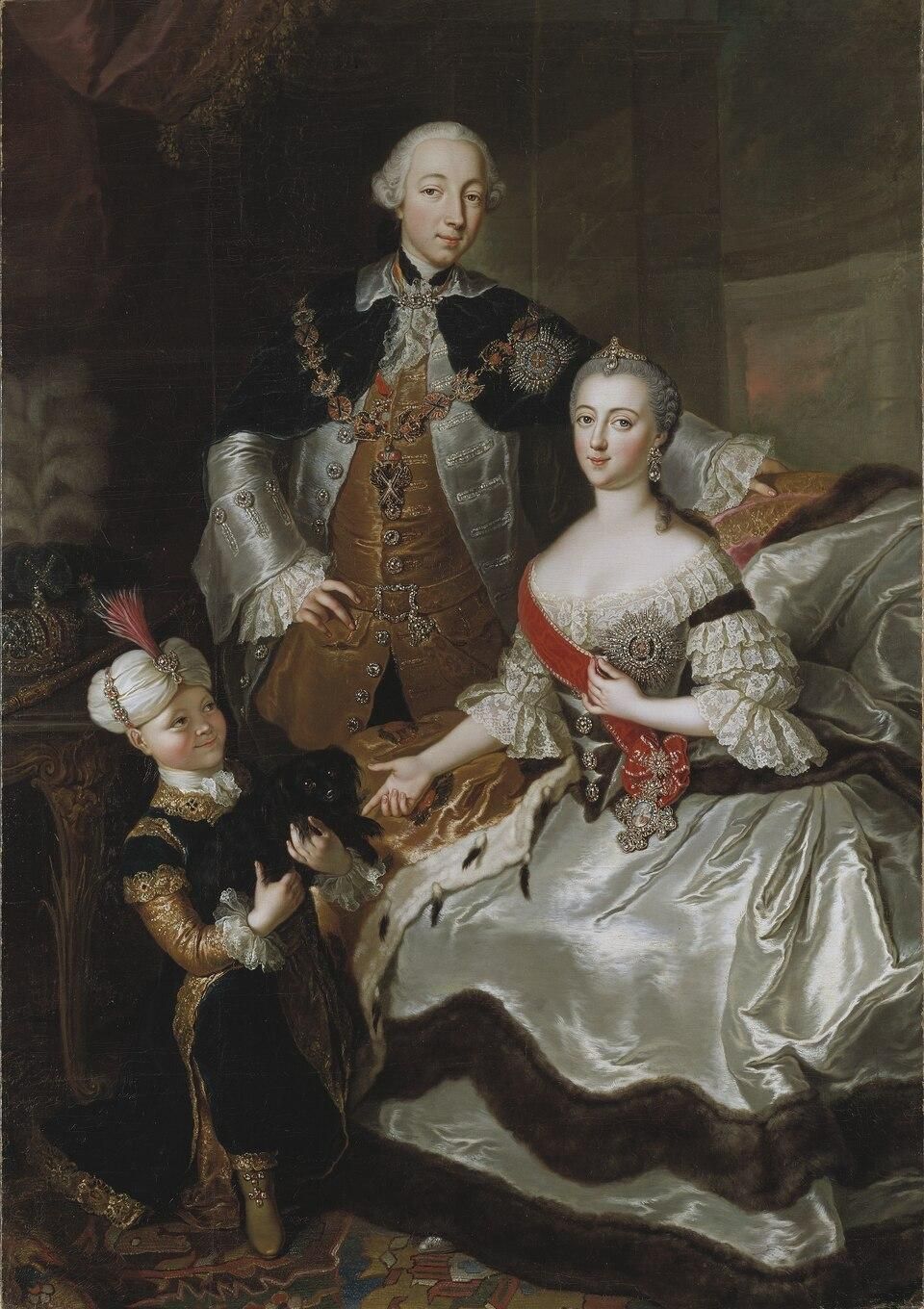 La familia de Pedro III y Catalina II, por Anna Rosina Lisiewska.