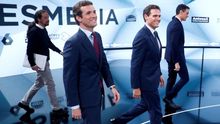 Iglesias, Casado, Rivera y Sánchez en un debate electoral. EFE