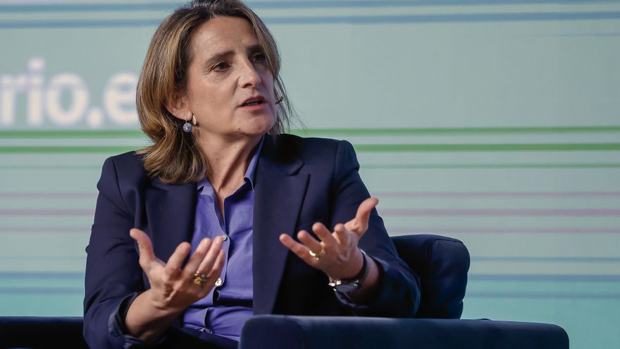 La vicepresidenta tercera y ministra para la Transición Ecológica y el Reto Demográfico, Teresa Ribera interviene en la cuarta edición del foro ‘Fondos Europeos: Innovación para un crecimiento sostenible’, organizada por elDiario.es, este jueves en Madrid. EFE/ Chema Moya