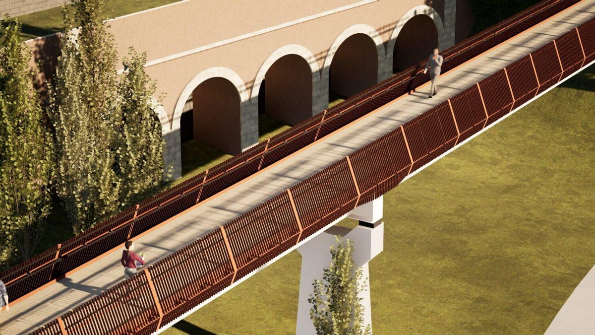 Una pasarela de más de 100 metros con 'río de luz' para salvar los desniveles del Paseo de la Dirección