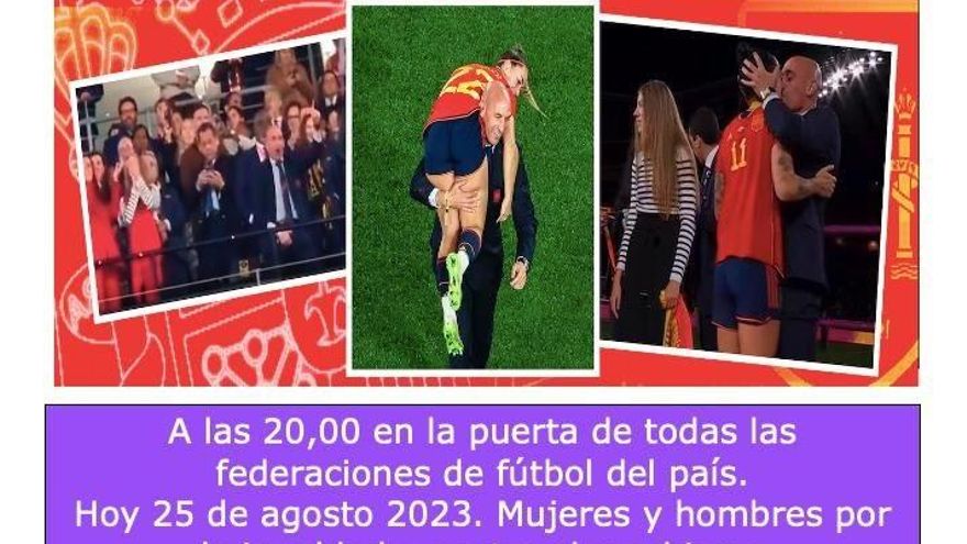 Cartel de la concentración para exigir la destitución de Rubiales.