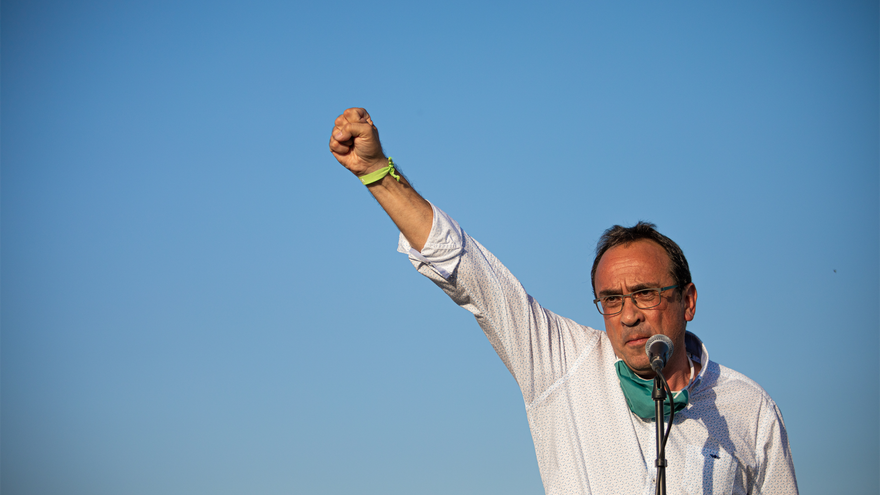 Archivo - El exconseller Josep Rull interviene en la comparecencia que él hace con los otros presos del 1-O hacen antes de su nuevo ingreso en prisión en Sant Joan de Vilatorrada, localidad próxima a la prisión de Llenoders, Barcelona, Catalunya (España),