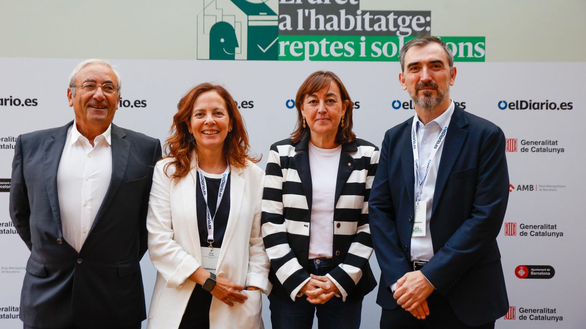 José Sanclemente, presidente de elDiario.es; Neus Tomàs, directora adjunta de elDiario.es; Sílvia Paneque, consejera de Territorio, Vivienda y Transición Ecológica de la Generalitat de Catalunya; Ignacio Escolar, director de elDiario.es