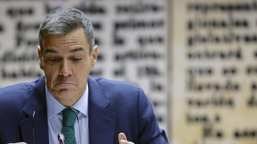 Pedro Sánchez during his appearance before the investigative commission of the Koldo case, this Thursday in the Senate.