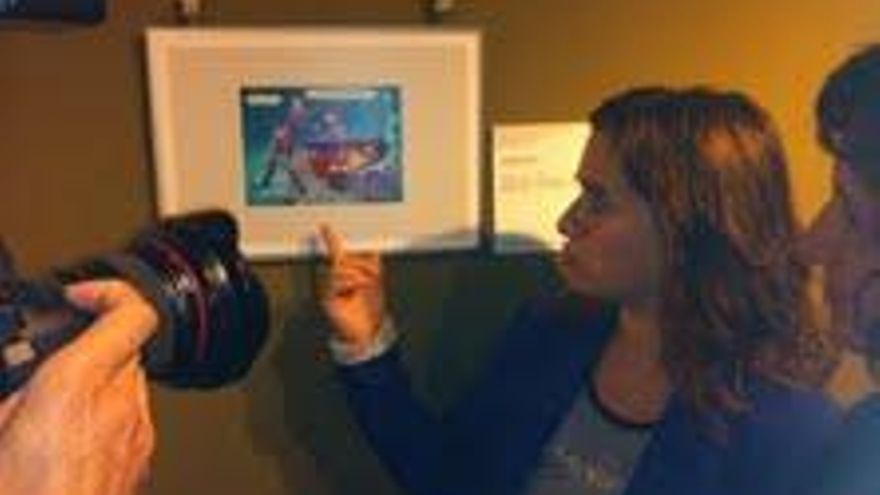 Una de las viñetas de la exposición a favor de los derechos humanos en el Museo de la Paz de Gernika.