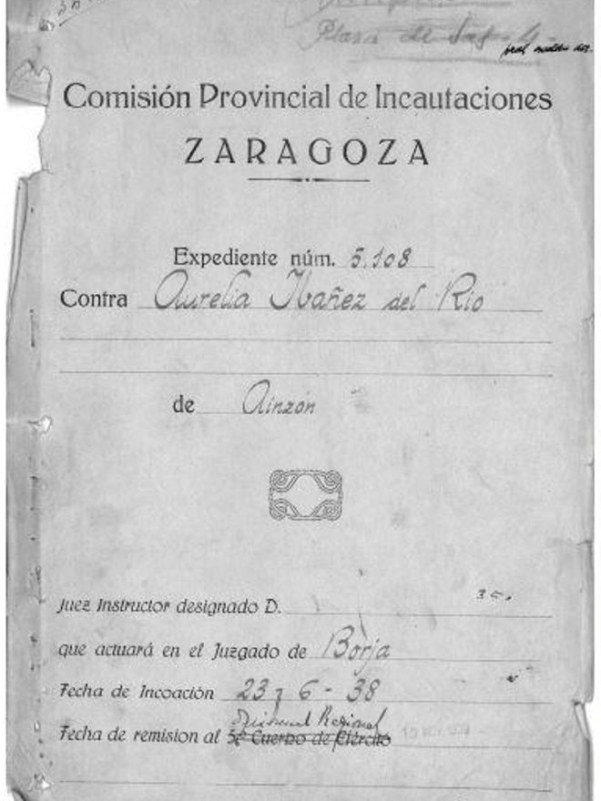 Portada de el Expediente de Responsabilidades Políticas de Aurelia Ibáñez
