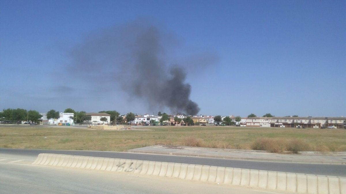 La humareda continuaba este domingo, 12 horas después de iniciarse el fuego.