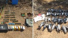 Piezas abatidas, el arma y las municiones abandonadas por los cazadores en su huida.