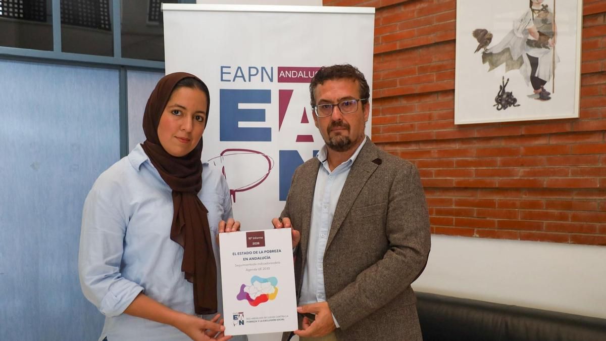 El presidente de EAPN Andalucía, José Miguel Morales, y la vicepresidenta de la Red, Salima El Meziani.