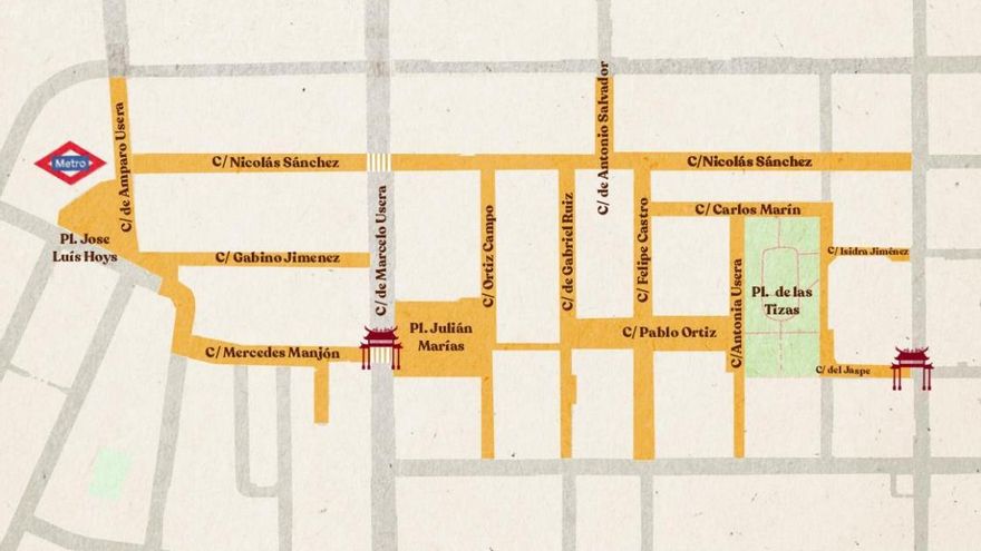 La propuesta alternativa para levantar el Chinatown de Madrid en Usera con varias peatonalizaciones