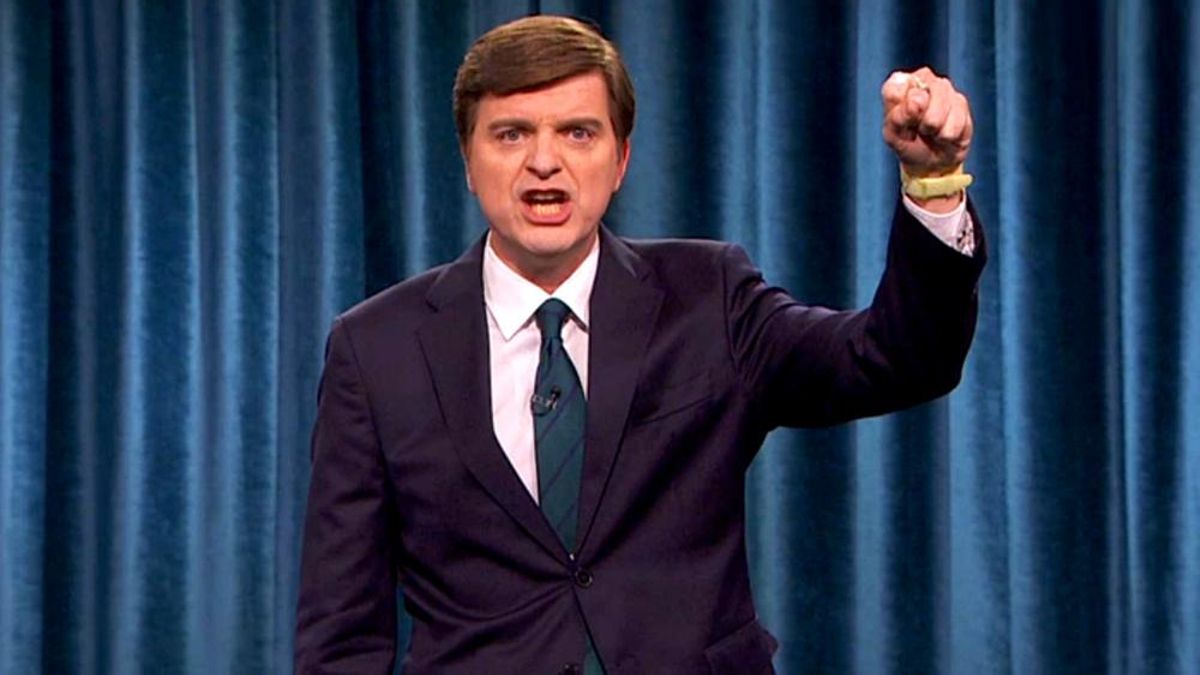 Marc Giró, cantando 'La Internacional' en 'Late Xou'