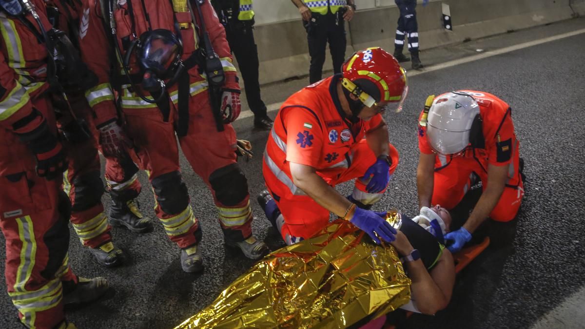 Simulacro de accidente en el túnel de los omeyas