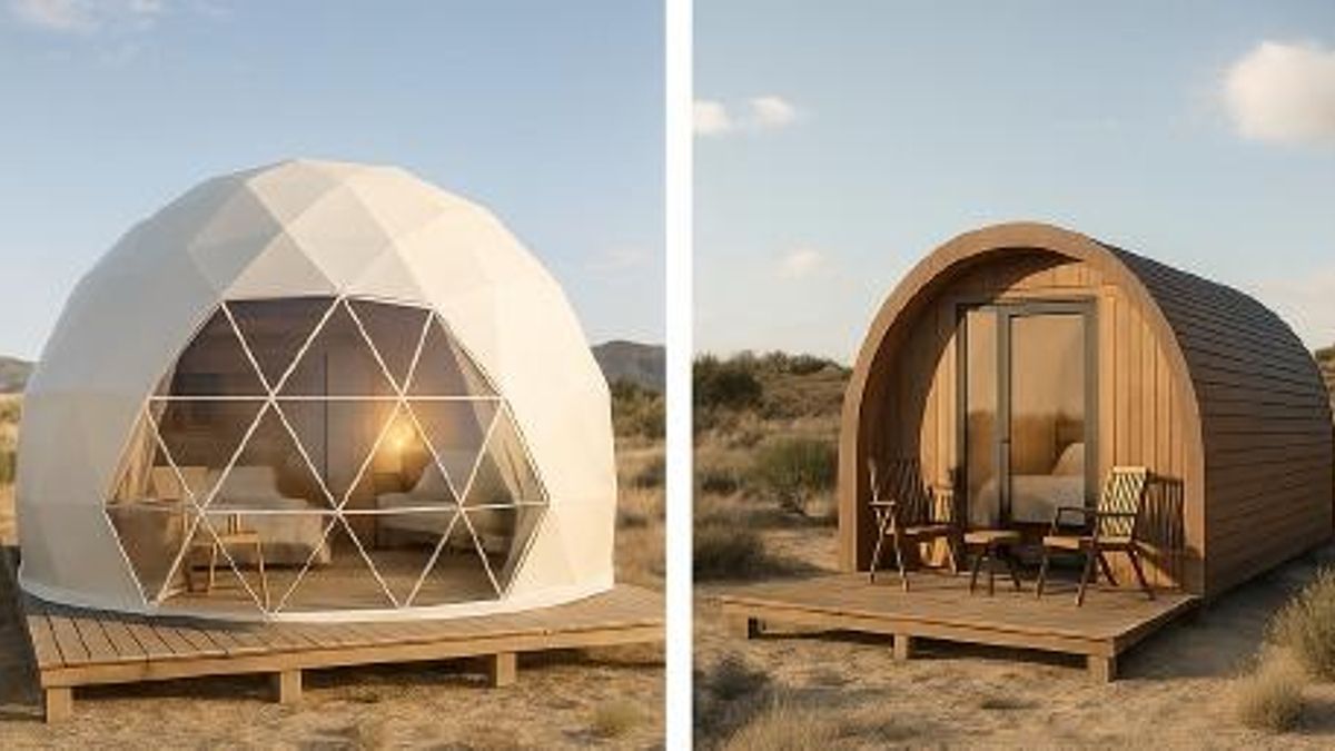 Cabañas tipo 'glamping' que se proyectan en un olivar a los pies del Castillo de Almodóvar.