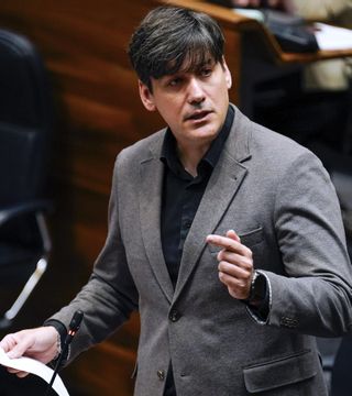 El consejero de Ciencia, Industria y Empleo de Asturias, Borja Sánchez, este miércoles en la Junta General del Principado.