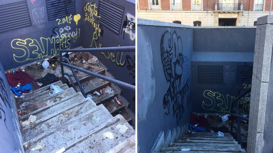 Suciedad en la escalera del aparcamiento de los Jardines del Arquitecto Ribera denunciada en febrero | AVCHUECA