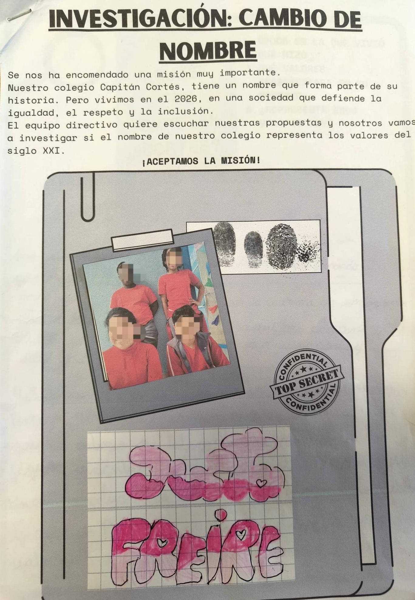 Una de las fichas repartidas como proyecto para el alumnado