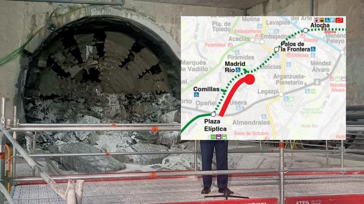Llegada de la tuneladora a Madrid Río y plano de su trazado, con el progreso actual