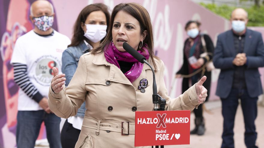 La vicesecretaria general del PSOE, Adriana Lastra, durante un acto en Getafe en el que participaron 'Los 8 de Airbus' y 'Los dos de la Lealtad'
