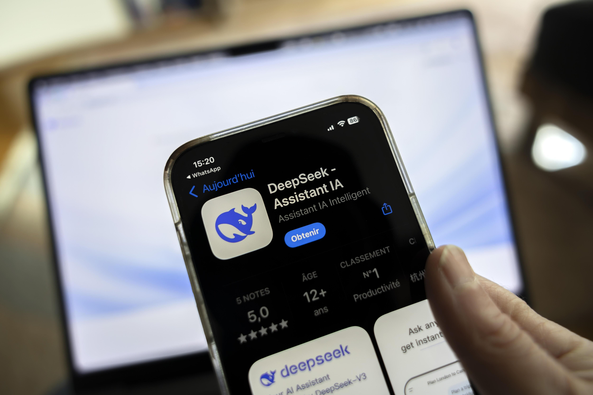 Icono de la aplicación para móviles de DeepSeek, el modelo chino más utilizado