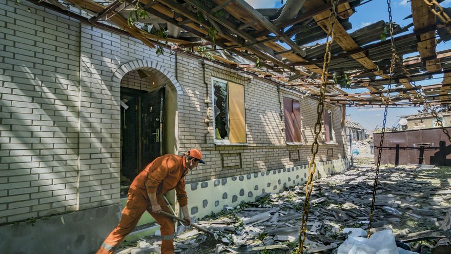 Destrucción en Druzhkivka, Donetsk.