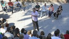 Javier Doreste, en la asamblea celebrada este jueves por la tarde en el Parque Doramas. (ALEJANDRO RAMOS)