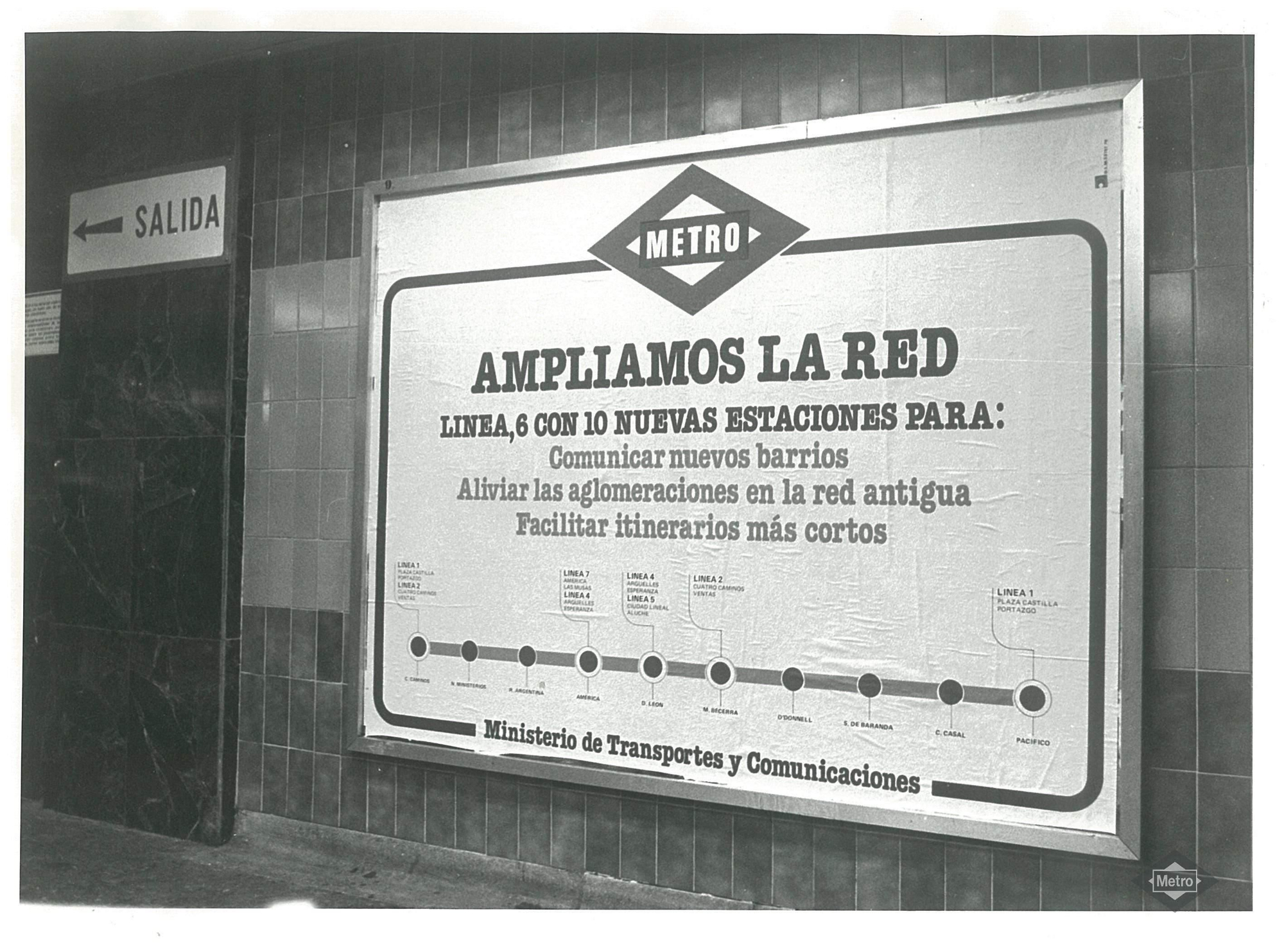Campaña informativa de la ampliación de la línea 6 de Pacífico a Cuatro Caminos, en 1979