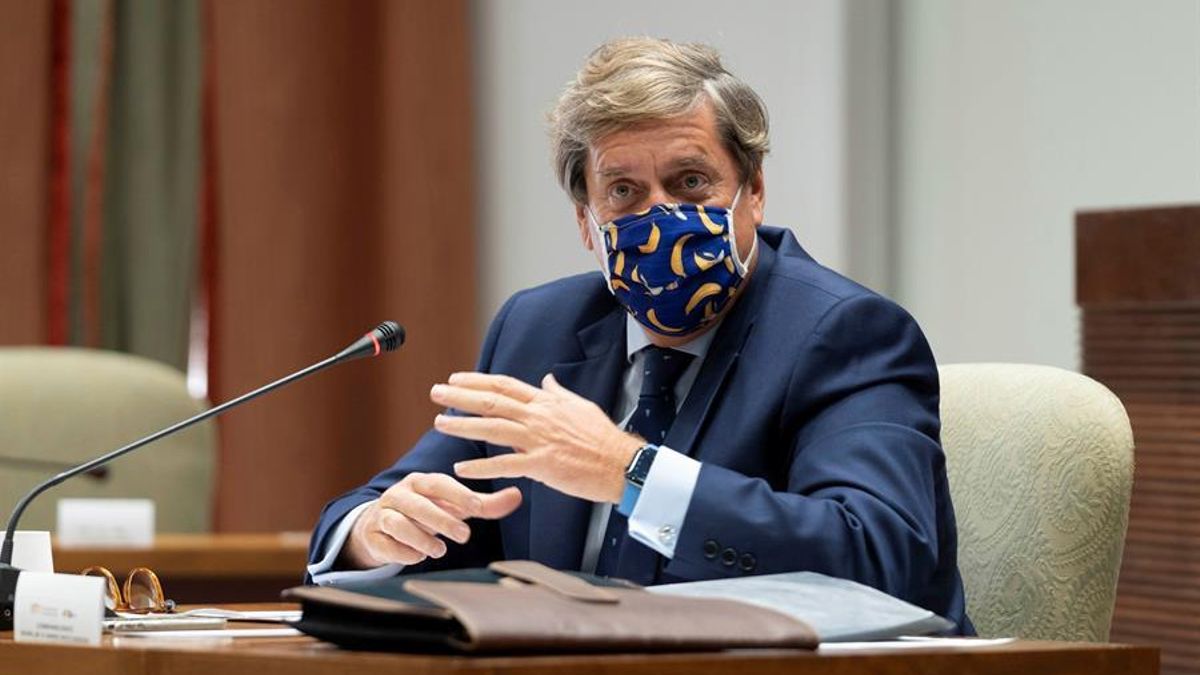 El eurodiputado Gabriel Mato Adrover (PP) comparece en la comisión parlamentaria sobre el escenario de la Unión Europea para el periodo 2021-2027 en el Parlamento de Canarias este viernes.