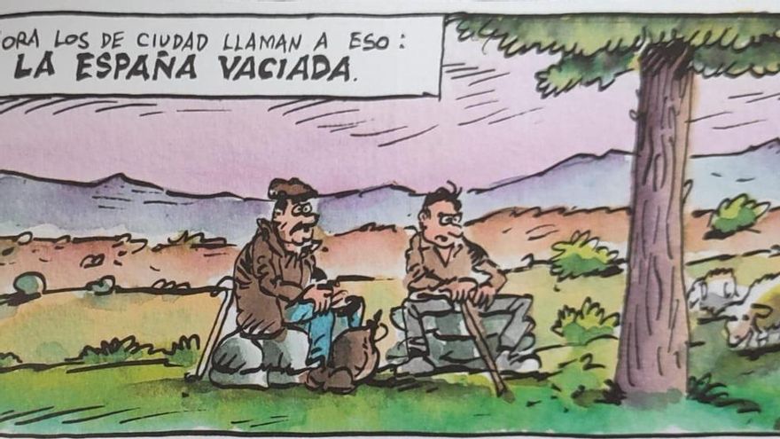Un cómic recoge las anécdotas de Labordeta cuando recorría la España vaciada con su gorra y su mochila
