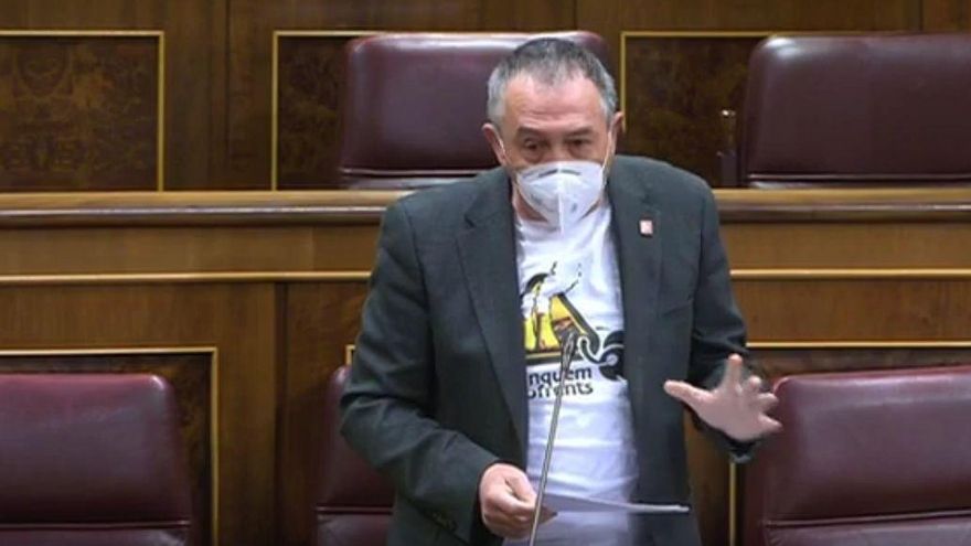 El diputado de Compromís en el Congreso, Joan Baldoví, durante su intervención de este miércoles.