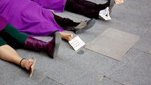 Protesta contra la violencia machista. Del centro de medios del Eje Feminista.