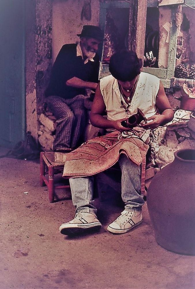 Panchito y Domingo Díaz Barrios, año 1982. La Atalaya de Santa Brígida en Gran Canaria