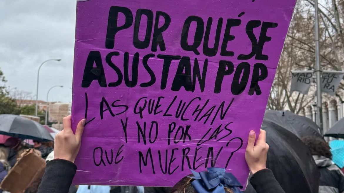 Una de las pancartas de la manifestación del 8M en Madrid.