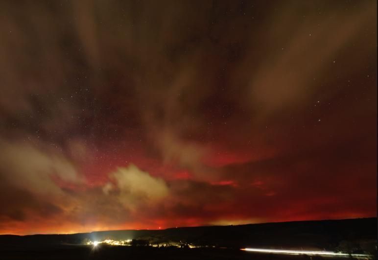Aurora boreal desde Tobillos, en la provincia de Guadalajara
