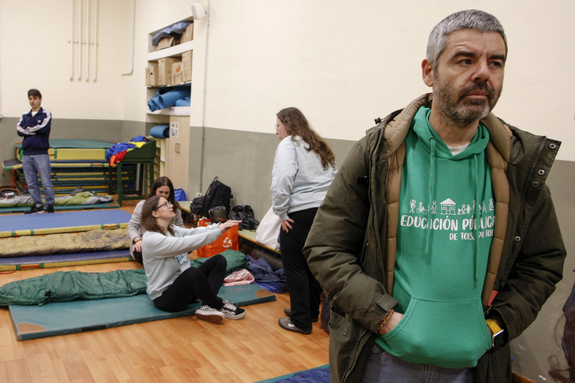El secretario general de Enseñanza de CCOO Asturias, Borja Llorente, durante el encierro.