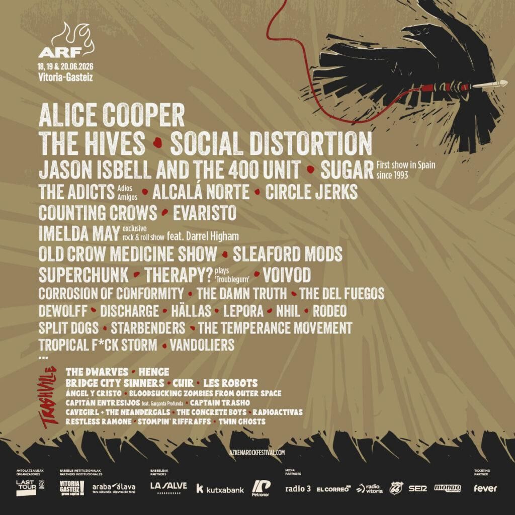 El cartel de la edición de 2026 del Azkena Rock Festival