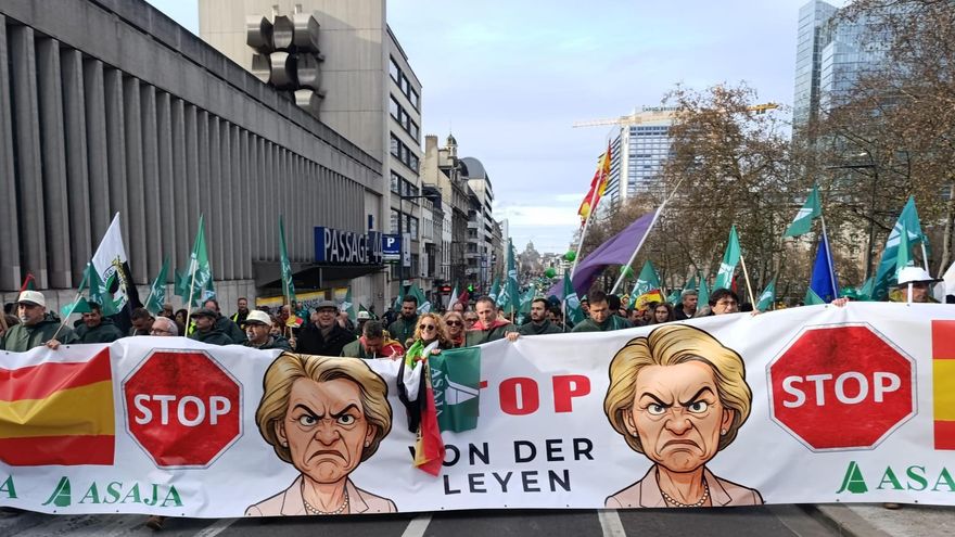 El campo de Castilla-La Mancha se manifiesta en Bruselas junto a miles de agricultores y ganaderos de toda Europa