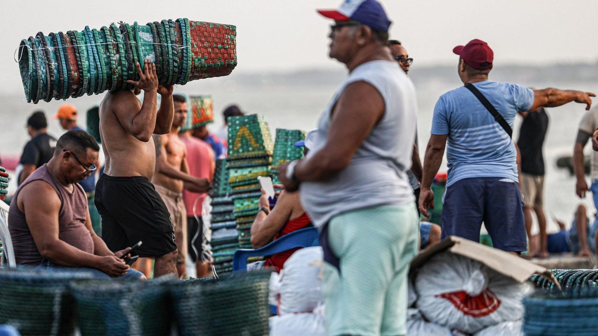 Vendedores de açaí en Ver-o-Peso, Belém, uno de los mercados al aire libre más grandes de América Latina. Los comerciantes locales de la ciudad esperan que la conferencia climática impulse las ventas.