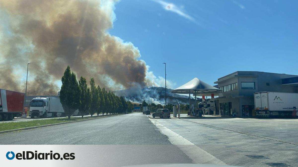 Declarado un incendio al sur de Pamplona en una zona de arbolado y campos de cereal entre Beriain e Imarcoain