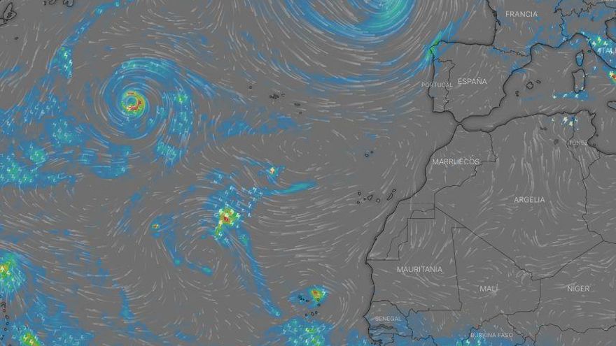 Situación del posible ciclón tropical al oeste de Azores, según los modelos de predicción para el próximo sábado