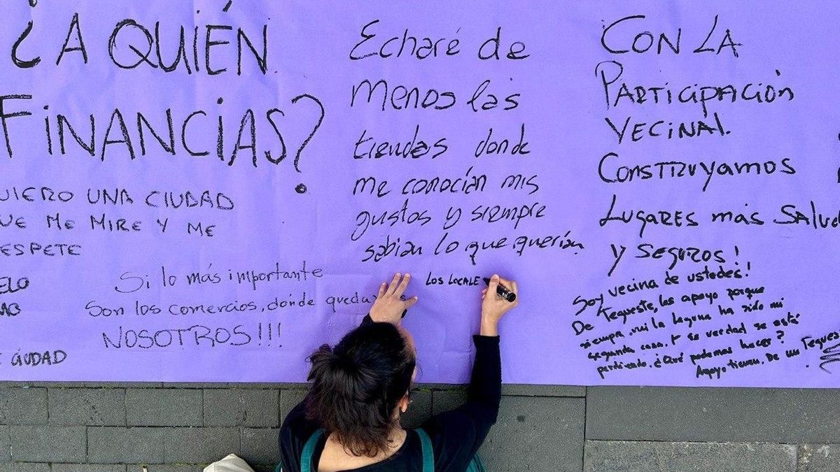 Pancarta elaborada tras uno de los paseos guiados por la arquitecta María Tomé
