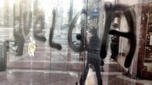 Pintada de huelga general en Madrid (Juan Luis Sánchez)