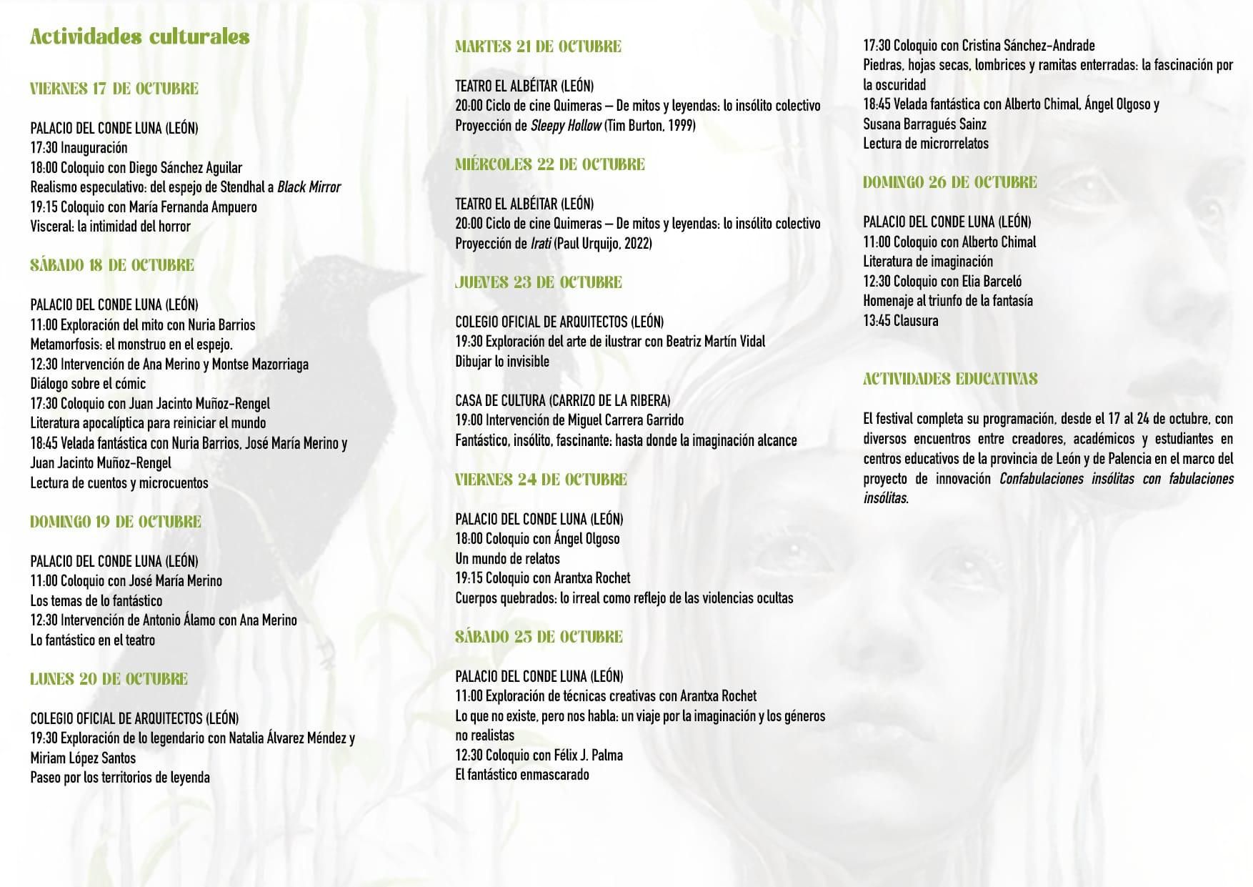 Programa del Festival Quimeras, en su edición del año 2025.