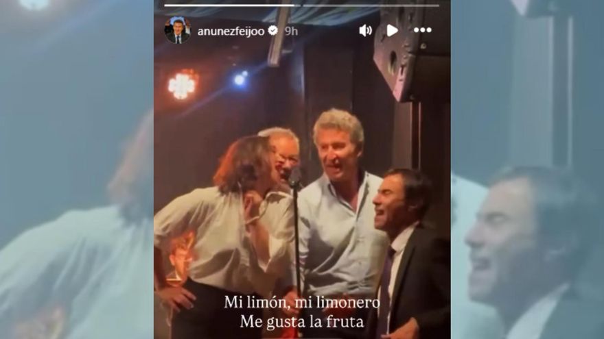 Feijóo se sube a un escenario para cantar y hacer suyo el "me gusta la fruta" contra Sánchez