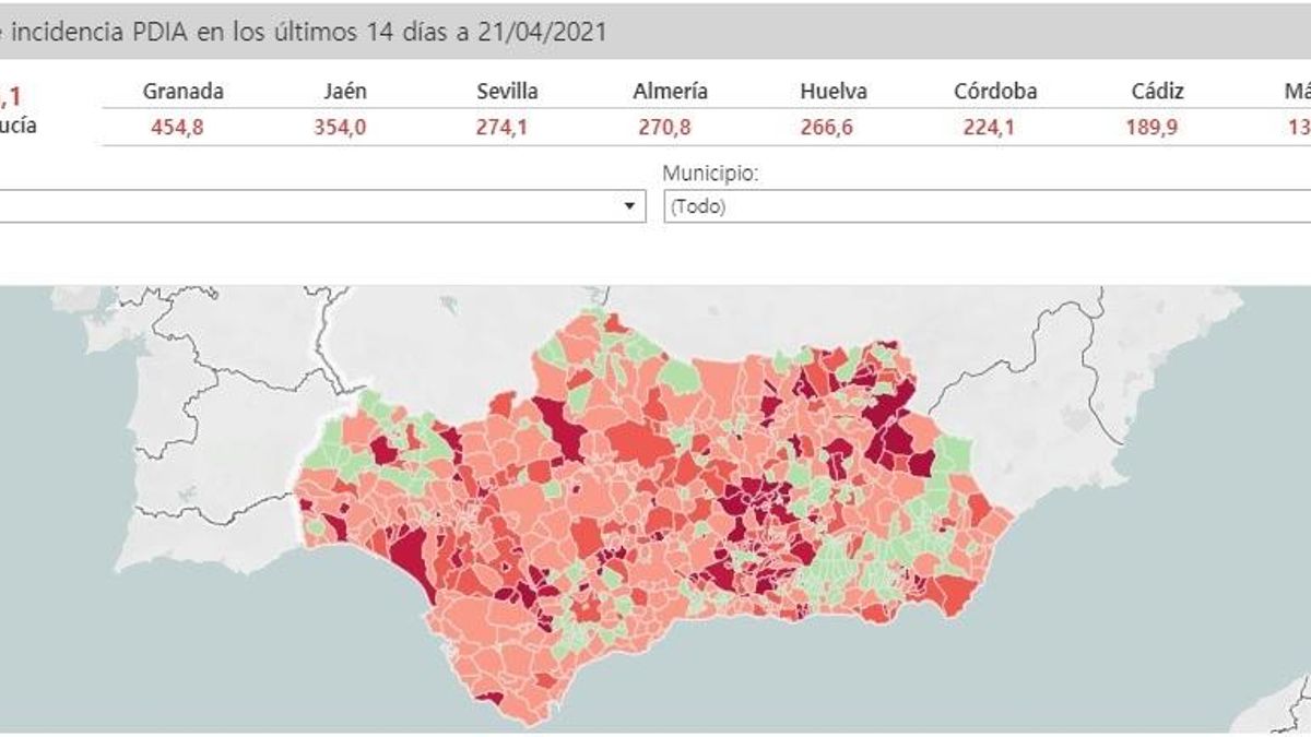 Incidencia del covid en Andalucía este miércoles 21 de abril.