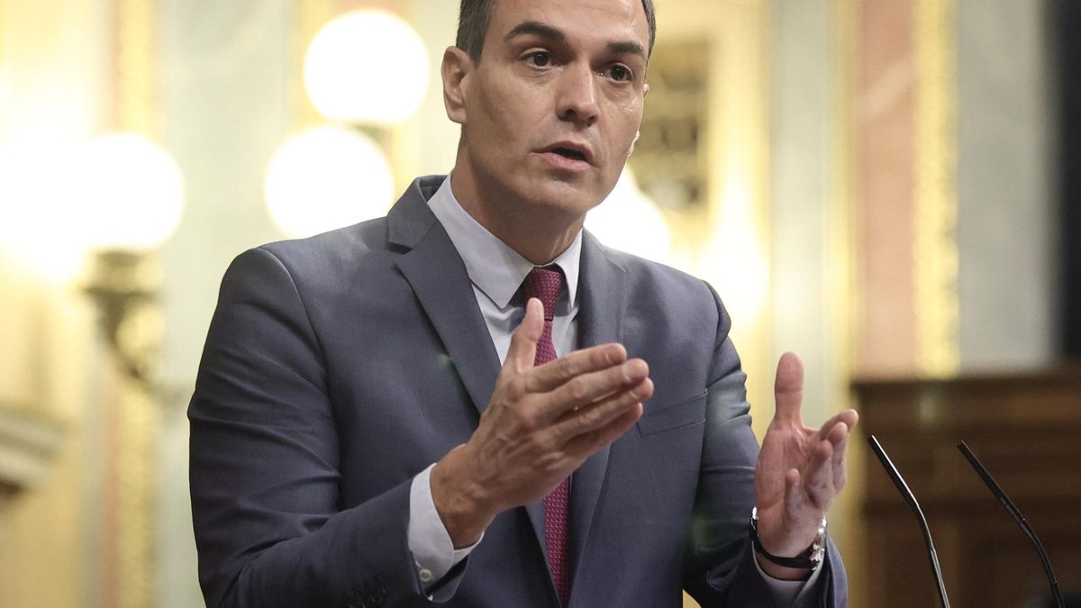 El presidente del Gobierno, Pedro Sánchez, interviene en una sesión plenaria en el Congreso